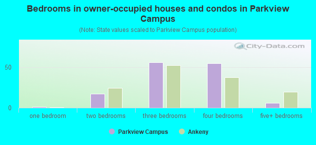 Bedrooms in owner-occupied houses and condos in Parkview Campus