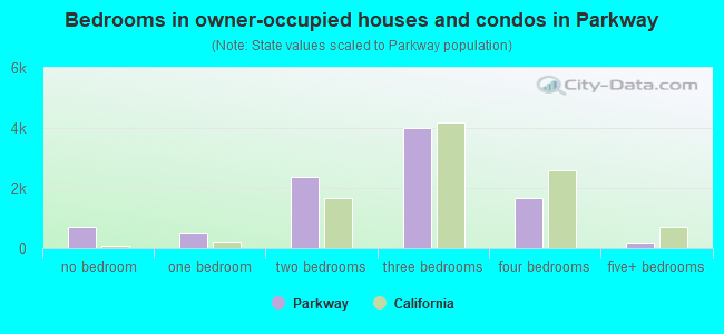 Bedrooms in owner-occupied houses and condos in Parkway