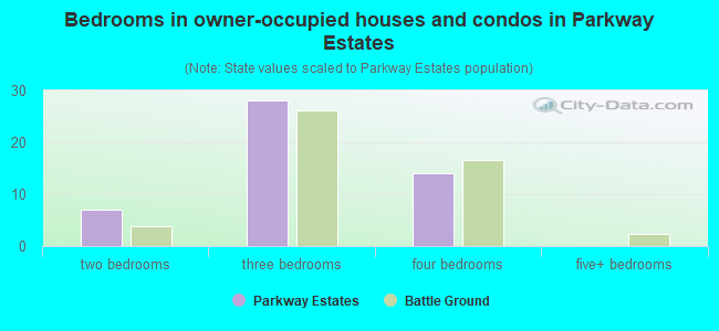 Bedrooms in owner-occupied houses and condos in Parkway Estates