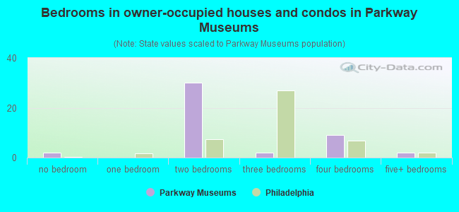 Bedrooms in owner-occupied houses and condos in Parkway Museums