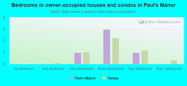 Bedrooms in owner-occupied houses and condos in Paul's Manor