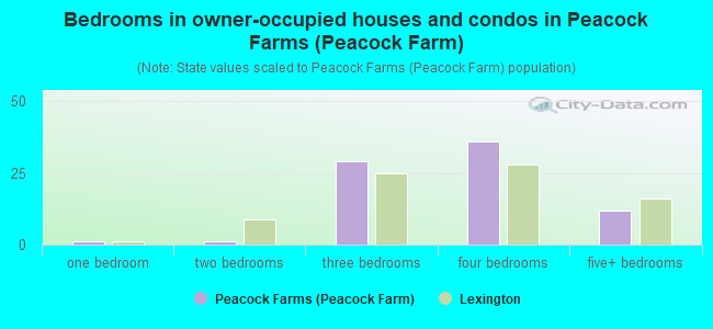 Bedrooms in owner-occupied houses and condos in Peacock Farms (Peacock Farm)