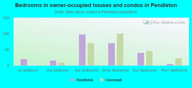 Bedrooms in owner-occupied houses and condos in Pendleton