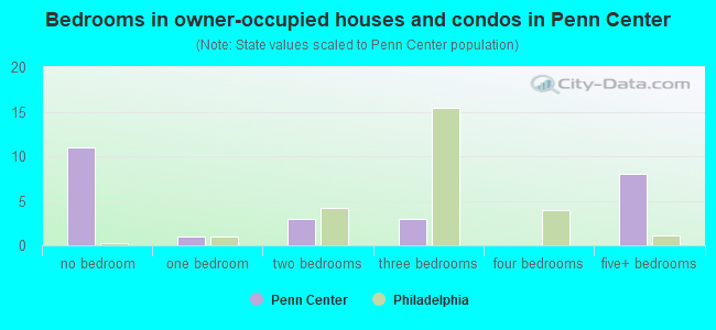 Bedrooms in owner-occupied houses and condos in Penn Center