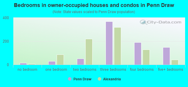 Bedrooms in owner-occupied houses and condos in Penn Draw