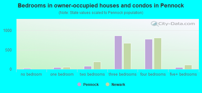 Bedrooms in owner-occupied houses and condos in Pennock
