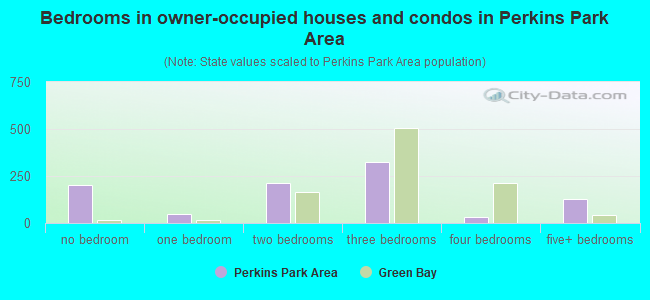 Bedrooms in owner-occupied houses and condos in Perkins Park Area