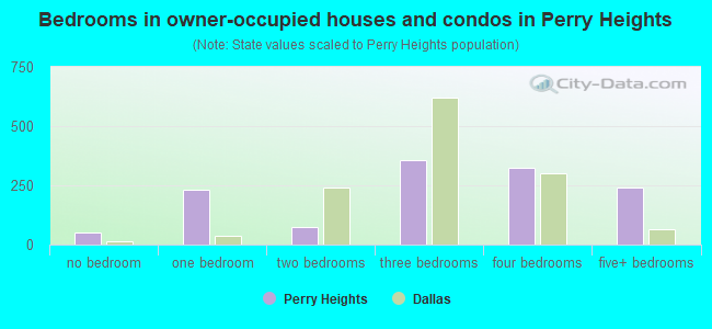 Bedrooms in owner-occupied houses and condos in Perry Heights