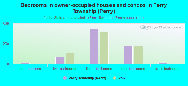 Bedrooms in owner-occupied houses and condos in Perry Township (Perry)