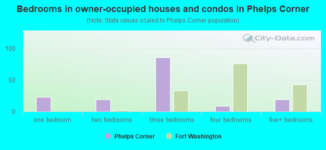 Bedrooms in owner-occupied houses and condos in Phelps Corner