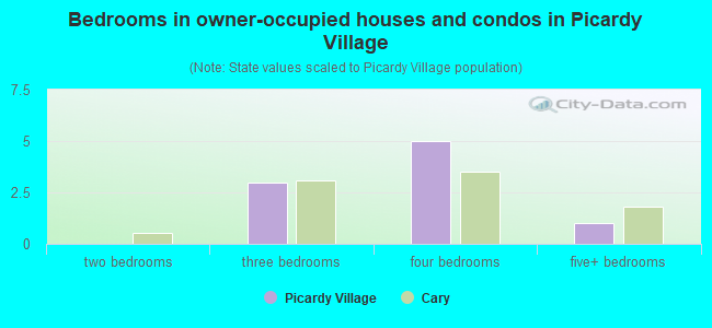 Bedrooms in owner-occupied houses and condos in Picardy Village