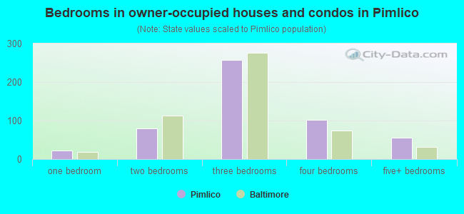 Bedrooms in owner-occupied houses and condos in Pimlico