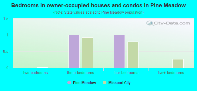 Bedrooms in owner-occupied houses and condos in Pine Meadow
