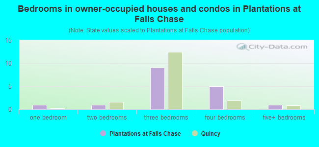 Bedrooms in owner-occupied houses and condos in Plantations at Falls Chase