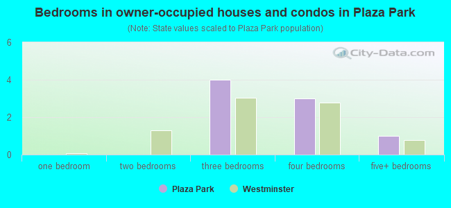 Bedrooms in owner-occupied houses and condos in Plaza Park