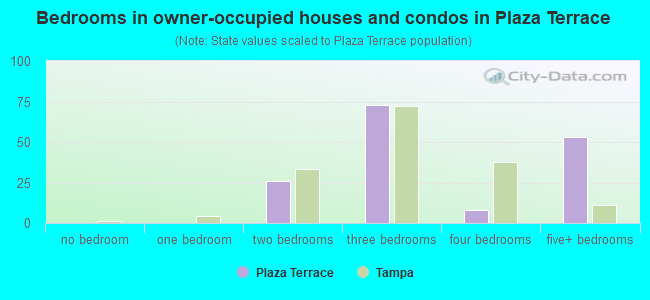 Bedrooms in owner-occupied houses and condos in Plaza Terrace