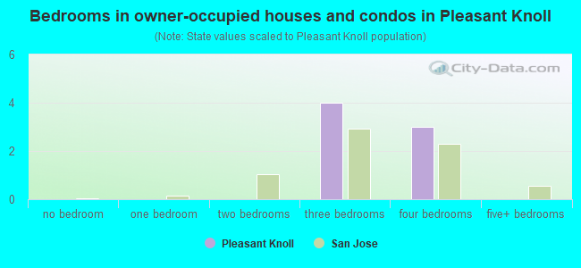 Bedrooms in owner-occupied houses and condos in Pleasant Knoll