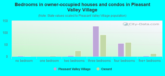 Bedrooms in owner-occupied houses and condos in Pleasant Valley Village