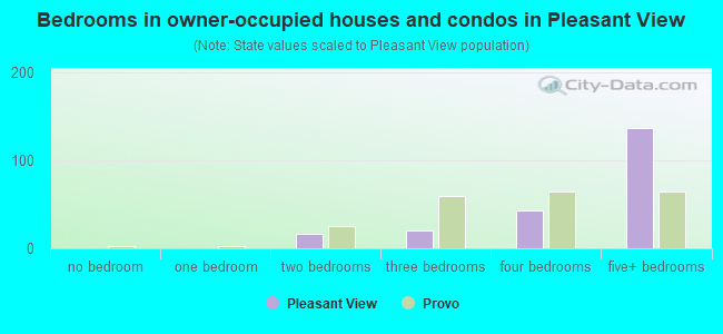 Bedrooms in owner-occupied houses and condos in Pleasant View
