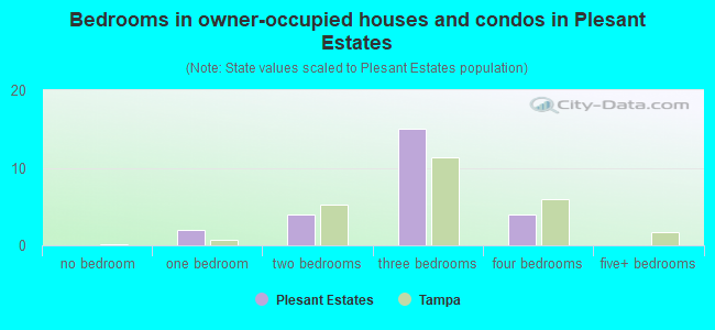 Bedrooms in owner-occupied houses and condos in Plesant Estates