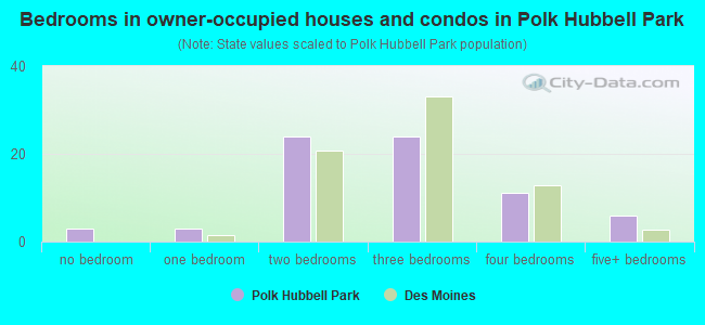 Bedrooms in owner-occupied houses and condos in Polk  Hubbell Park