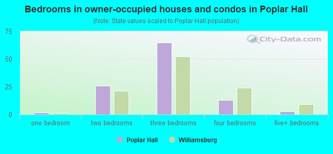 Bedrooms in owner-occupied houses and condos in Poplar Hall