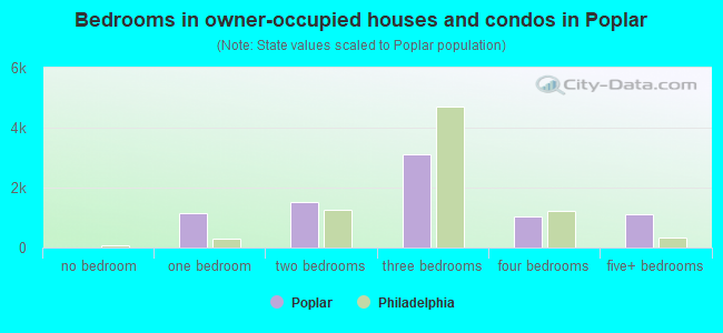 Bedrooms in owner-occupied houses and condos in Poplar