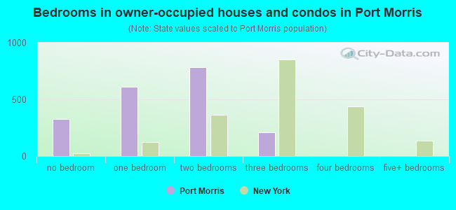 Bedrooms in owner-occupied houses and condos in Port Morris