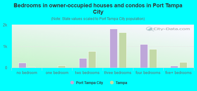 Bedrooms in owner-occupied houses and condos in Port Tampa City