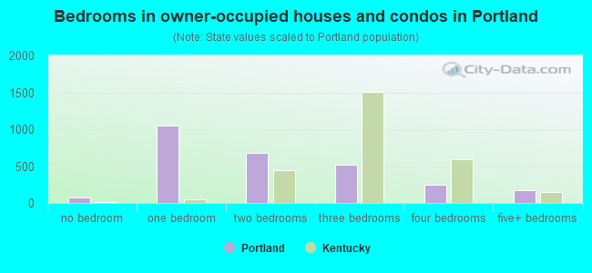 Bedrooms in owner-occupied houses and condos in Portland