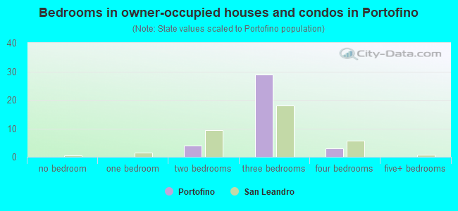 Bedrooms in owner-occupied houses and condos in Portofino