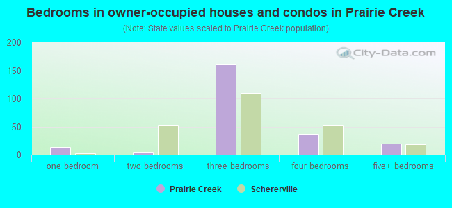 Bedrooms in owner-occupied houses and condos in Prairie Creek