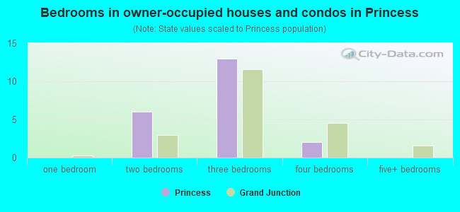 Bedrooms in owner-occupied houses and condos in Princess