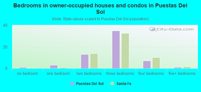 Bedrooms in owner-occupied houses and condos in Puestas Del Sol