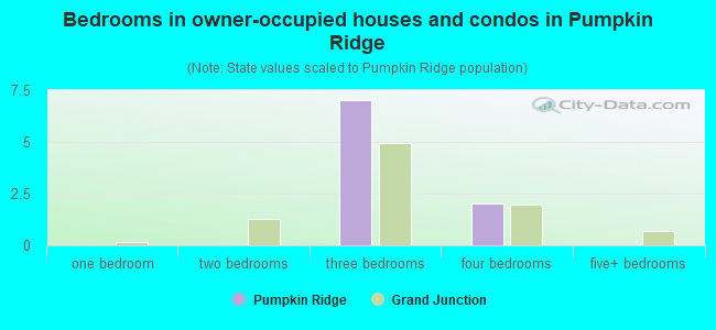 Bedrooms in owner-occupied houses and condos in Pumpkin Ridge