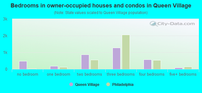 Bedrooms in owner-occupied houses and condos in Queen Village