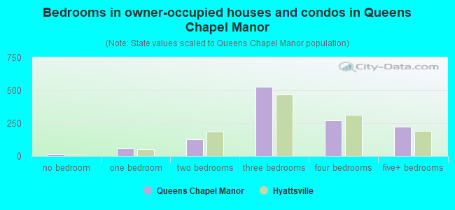 Bedrooms in owner-occupied houses and condos in Queens Chapel Manor