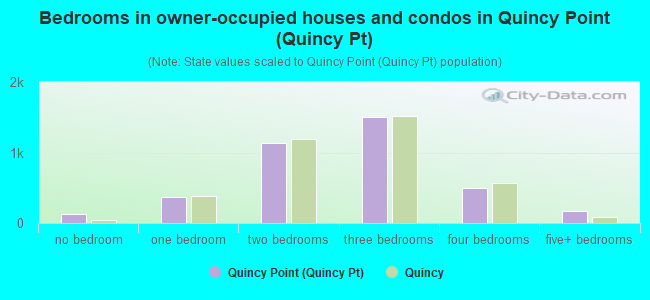 Bedrooms in owner-occupied houses and condos in Quincy Point (Quincy Pt)