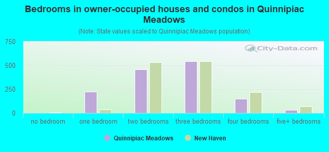 Bedrooms in owner-occupied houses and condos in Quinnipiac Meadows