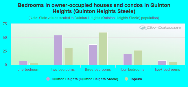 Bedrooms in owner-occupied houses and condos in Quinton Heights (Quinton Heights Steele)
