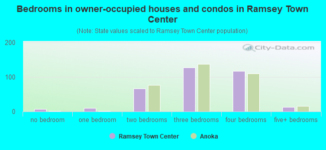Bedrooms in owner-occupied houses and condos in Ramsey Town Center