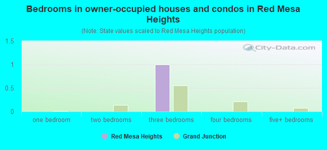 Bedrooms in owner-occupied houses and condos in Red Mesa Heights