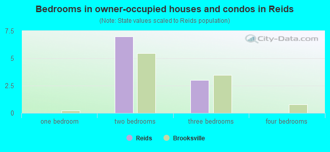 Bedrooms in owner-occupied houses and condos in Reids