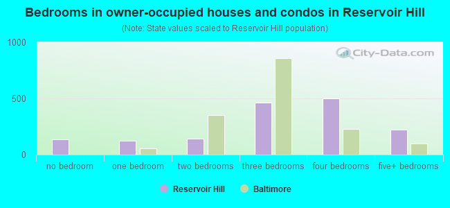 Bedrooms in owner-occupied houses and condos in Reservoir Hill