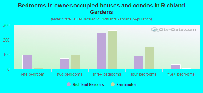 Bedrooms in owner-occupied houses and condos in Richland Gardens