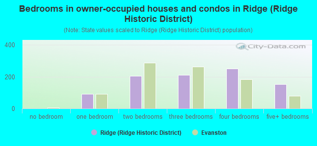Bedrooms in owner-occupied houses and condos in Ridge (Ridge Historic District)