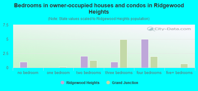 Bedrooms in owner-occupied houses and condos in Ridgewood Heights