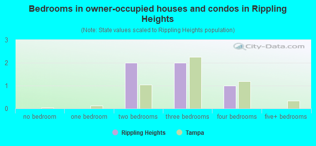 Bedrooms in owner-occupied houses and condos in Rippling Heights