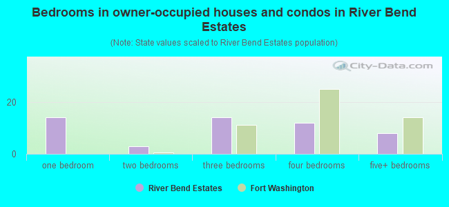 Bedrooms in owner-occupied houses and condos in River Bend Estates