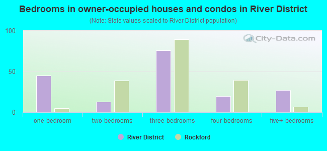 Bedrooms in owner-occupied houses and condos in River District